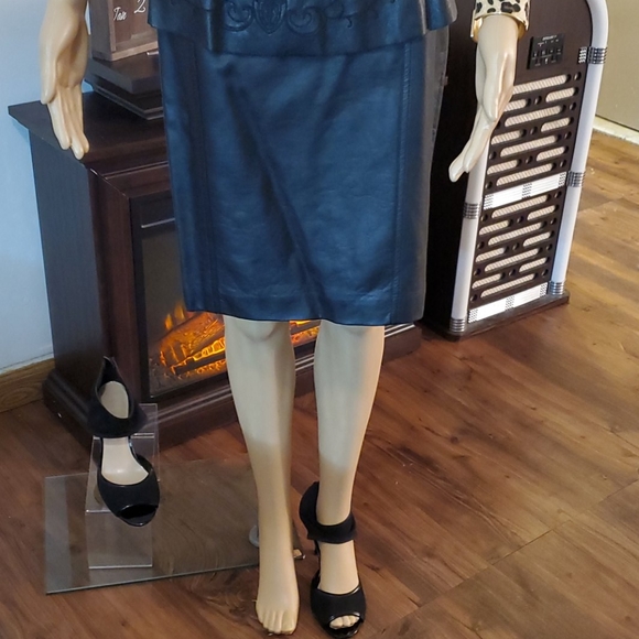 Worthington Black Faux Leather Peplum Blouse M - Picture 8 of 15